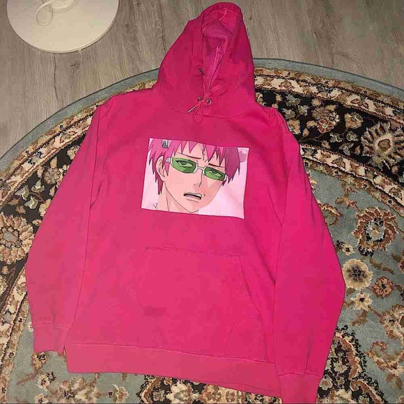 Tops - Pink Hoodie with Anime Graphic